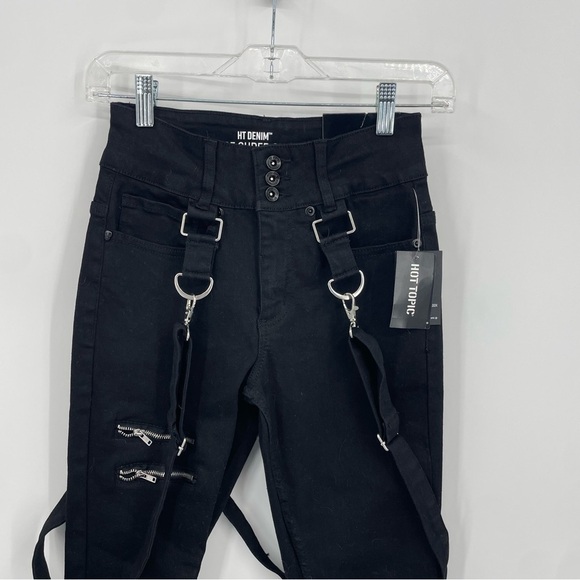 HT DENIM DURA STITCH CONSTRUCTION HI-RISE SUPER SKINNY JEANS BLACK SIZE 1 NWT - Picture 2 of 9